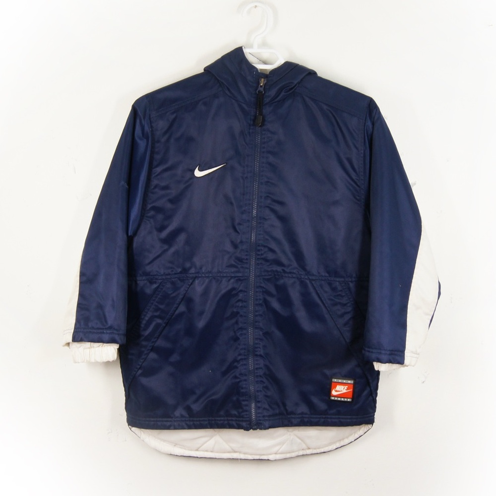 Vintage 90s Y2k Nike Team Navy Blue White Jacket Coat